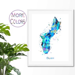 Guam Map  Art Print,  Poster, Wall Art,  Contemporary Art, Modern Wall Décor (Unframed)
