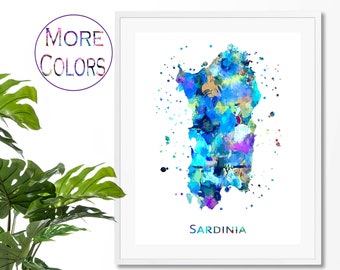 Sardinia Map  Art Print,  Poster, Wall Art,  Contemporary Art, Modern Wall Décor (Unframed)