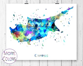 Cyprus Map  Art Print, Poster, Wall Art, Contemporary Art, Modern Wall Decor, Office Decor