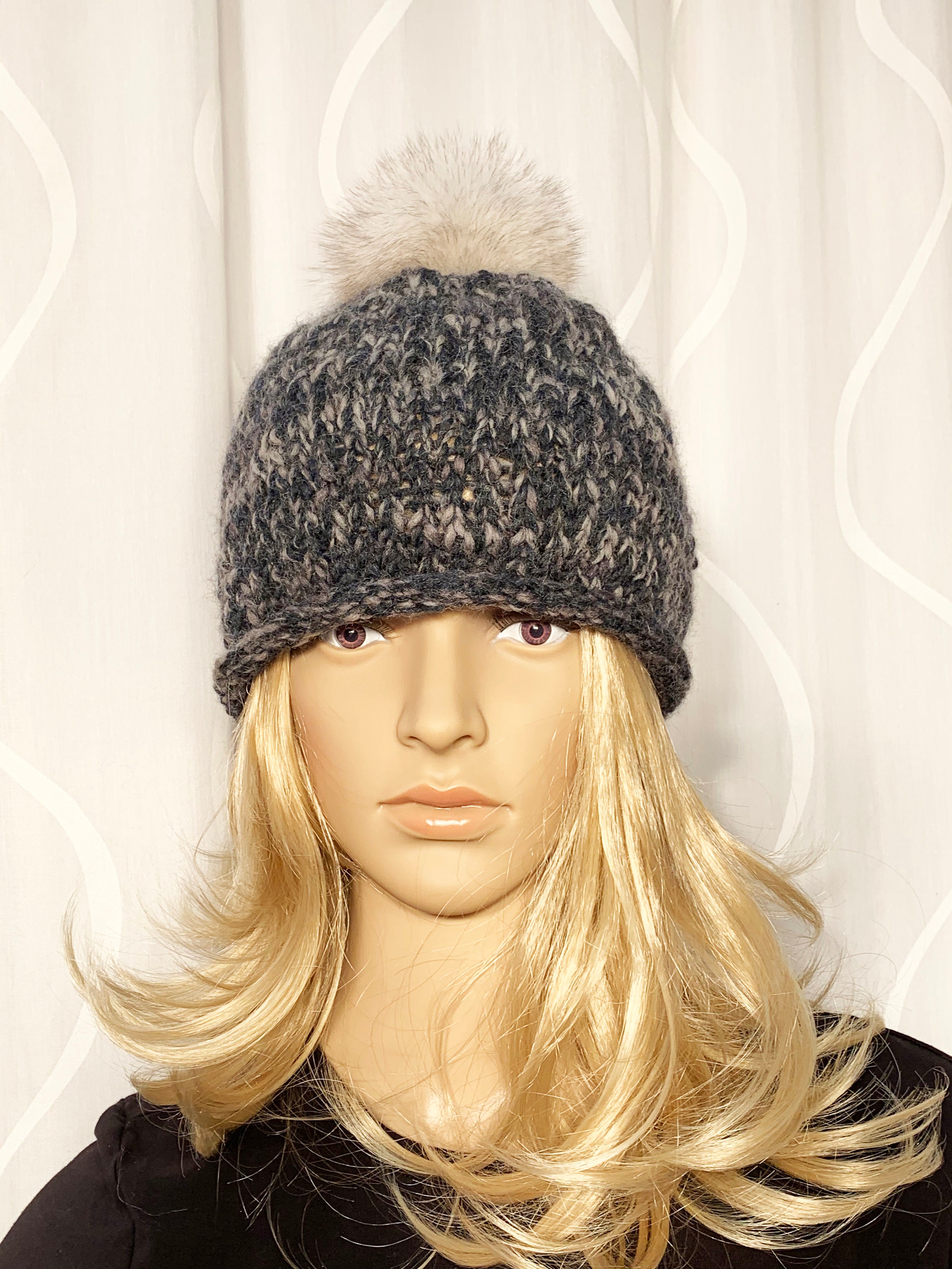 Winter Hat With Detachable Real Fox Fur Pom Pom SKU Winter Hat With Detachable Real Fox Fur Pom Pom SKU