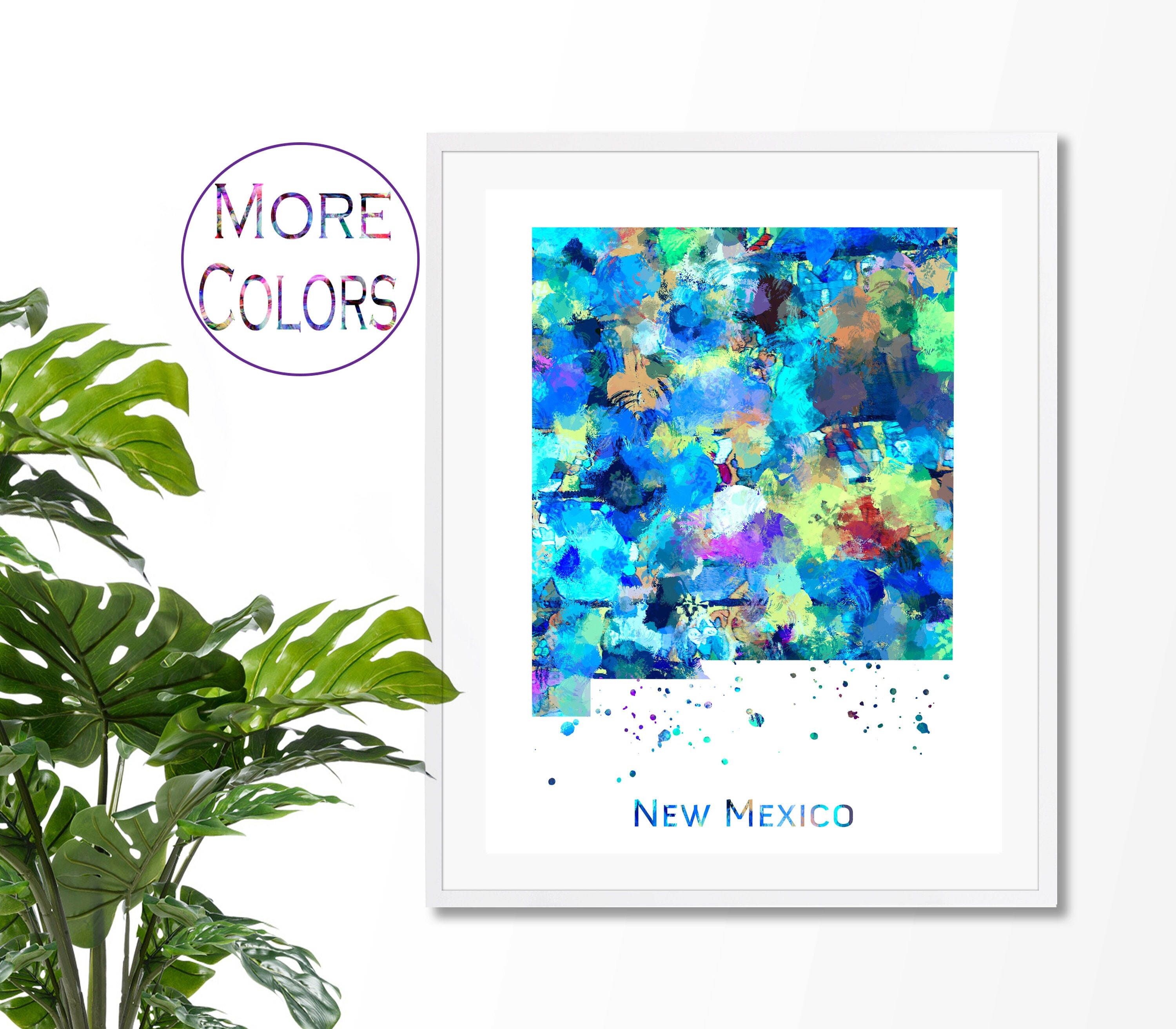 New Mexico Map Art Print, Poster, Wall Art, Contemporary Art, Modern ...