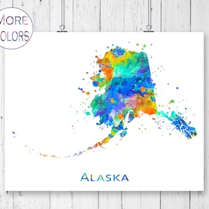 Alaska Map Art Print,  Poster, Wall Art,  Contemporary Art, Modern Wall Décor (Unframed)