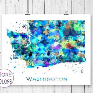 Washington Map Art Print,  Poster, Wall Art,  Contemporary Art, Modern Wall Décor (Unframed)