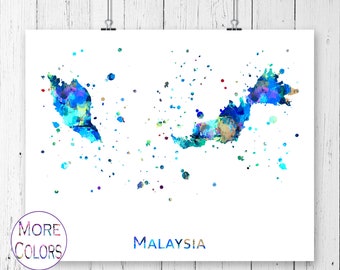 Malaysia Map  Art Print,  Poster, Wall Art,  Contemporary Art, Modern Wall Décor (Unframed)