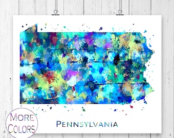 Pennsylvania Map Art Print,  Poster, Wall Art,  Contemporary Art, Modern Wall Décor (Unframed)