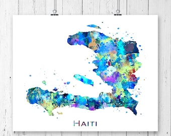 Haiti Map  Art Print,  Poster, Wall Art,  Contemporary Art, Modern Wall Décor (Unframed)