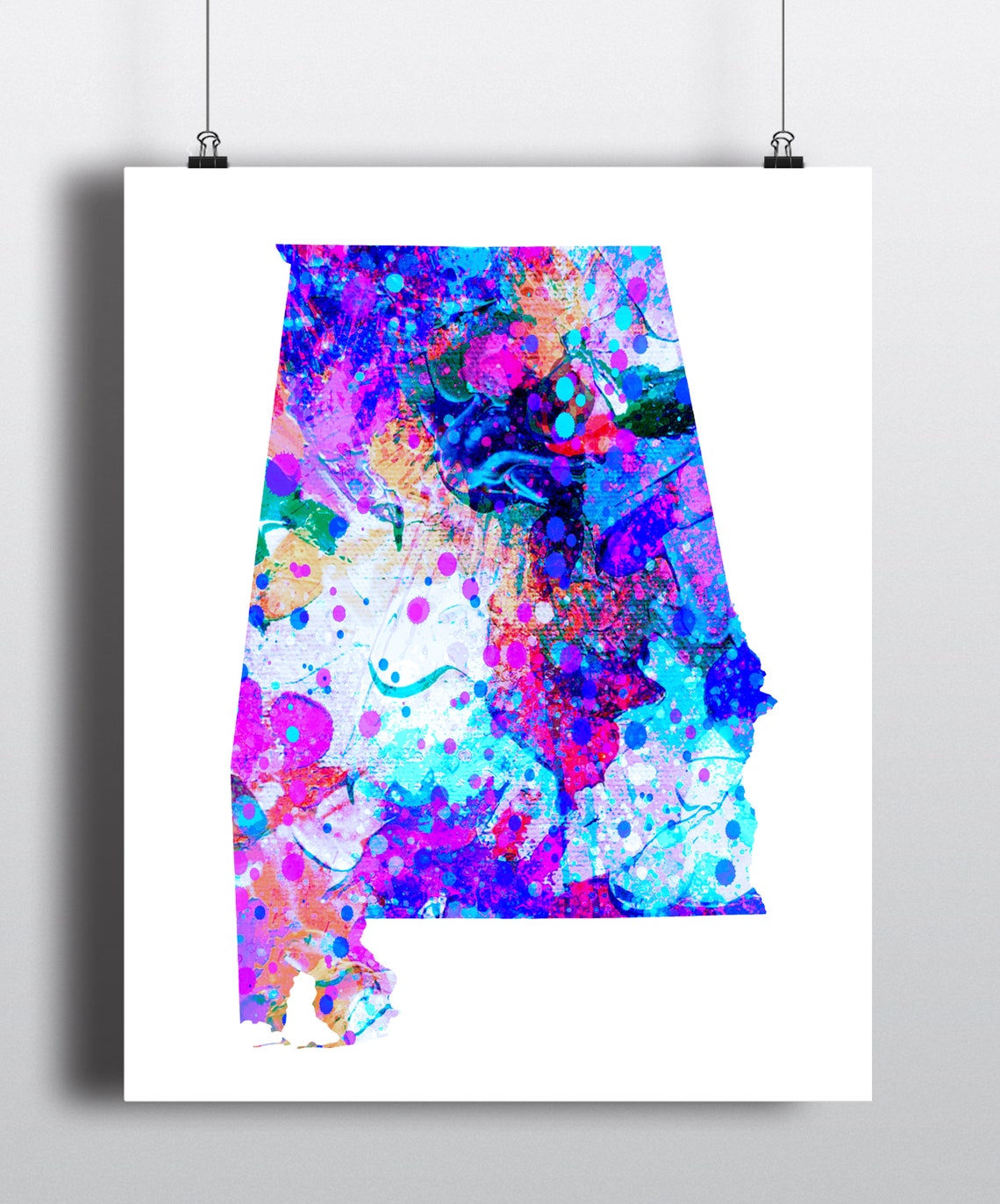 Alabama Map Art Print, Poster, Wall Art, Contemporary Art, Modern Wall ...