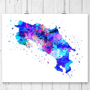 Costa Rica Map Art Print, Poster, Wall Art, Contemporary Art, Modern ...
