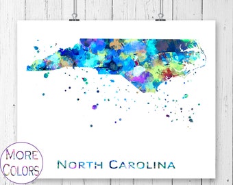 North Carolina Map Art Print,  Poster, Wall Art,  Contemporary Art, Modern Wall Décor (Unframed)