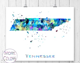 Tennessee Map Art Print,  Poster, Wall Art,  Contemporary Art, Modern Wall Décor (Unframed)