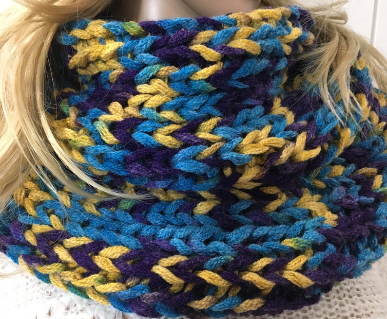 Hat and Double Twist Infinity Scarf Handmade Knit Set, Beanie and Cowl ...