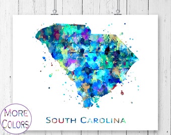 South Carolina Map Art Print,  Poster, Wall Art,  Contemporary Art, Modern Wall Décor (Unframed)