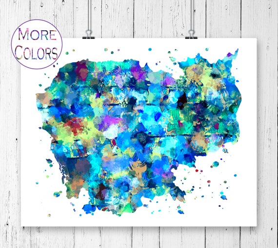 Iceland Watercolor Map Wall Art Home Decor Poster Artwork Gift Print UNFRAMED