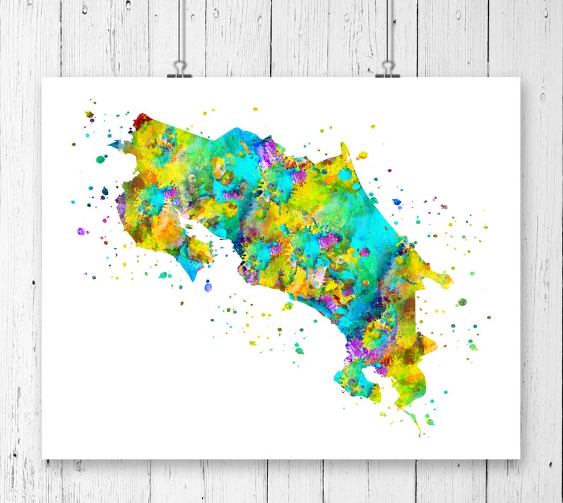 Costa Rica Map Art Print, Poster, Wall Art, Contemporary Art, Modern ...