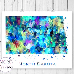 North Dakota Map Art Print,  Poster, Wall Art,  Contemporary Art, Modern Wall Décor (Unframed)