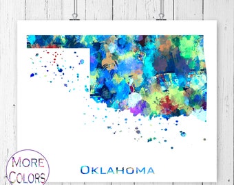 Oklahoma Map Art Print,  Poster, Wall Art,  Contemporary Art, Modern Wall Décor (Unframed)