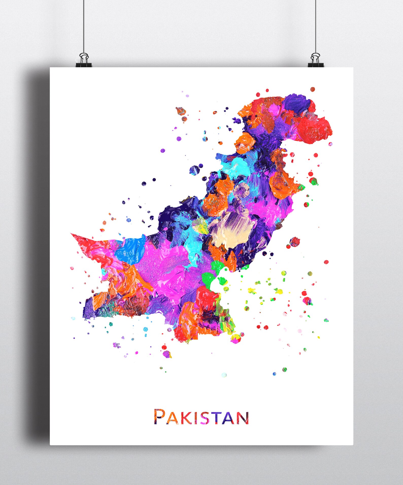 Pakistan Map Art Print, Poster, Wall Art, Contemporary Art, Modern Wall ...