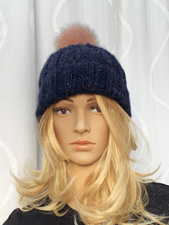 Winter Hat With Detachable Real Fox Fur Pom Pom -SKU  display picture 2
