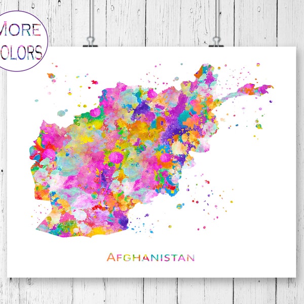 Afghanistan Watercolor Map  Art Print,  Poster, Wall Art,  Contemporary Art, Modern Wall Decor (Unframed)