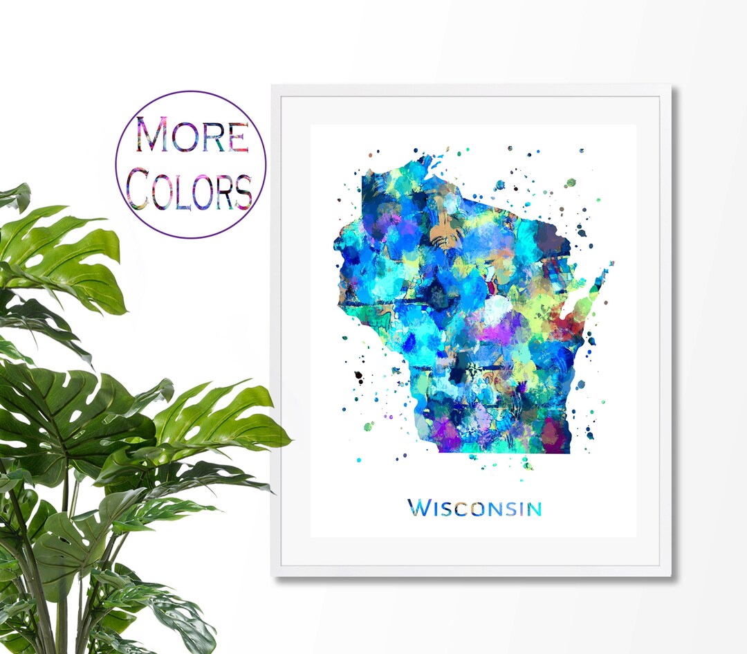 Wisconsin Map Art Print, Poster, Wall Art, Contemporary Art, Modern ...