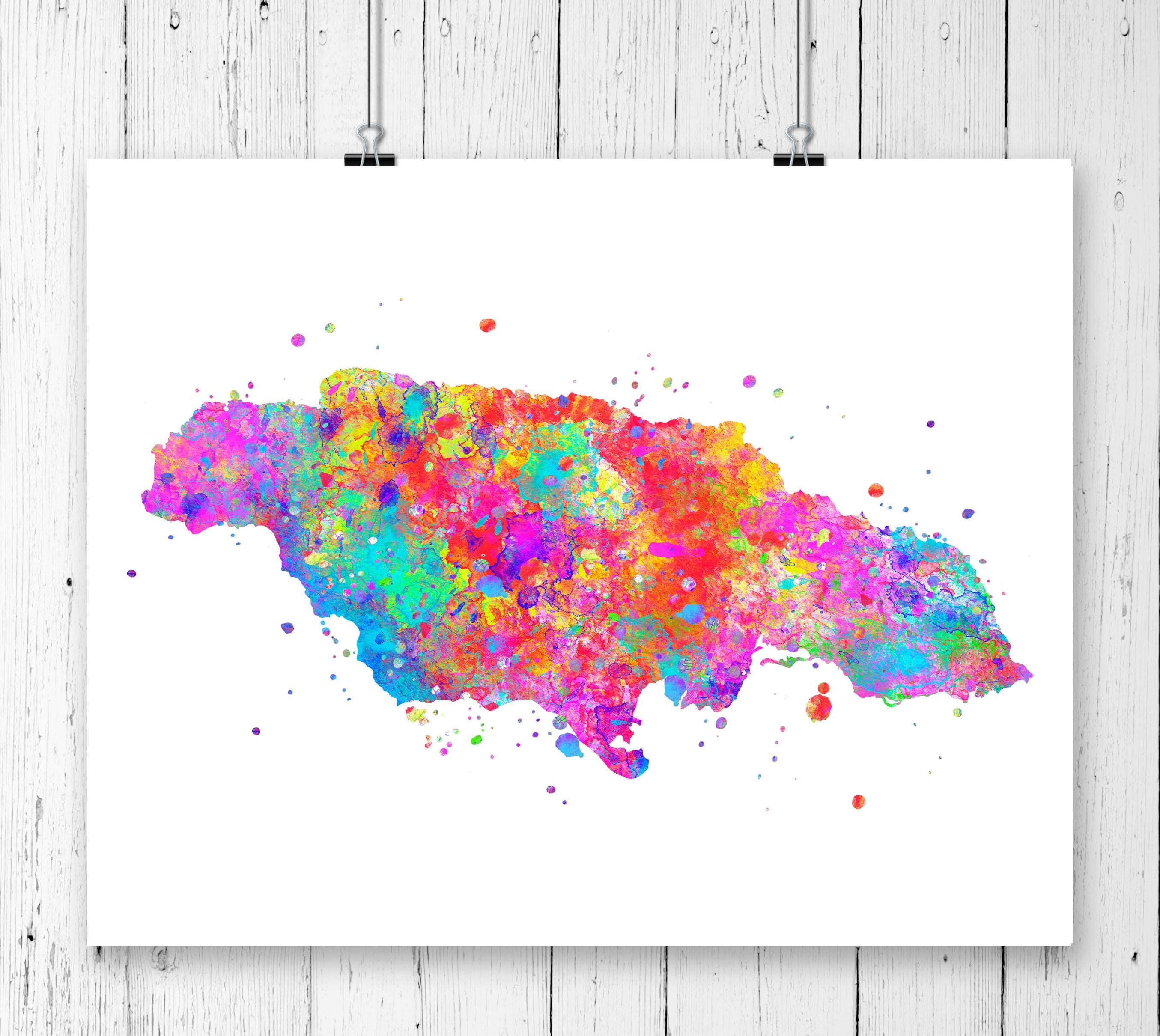 Jamaica Map Art Print, Poster, Wall Art, Contemporary Art, Modern Wall ...