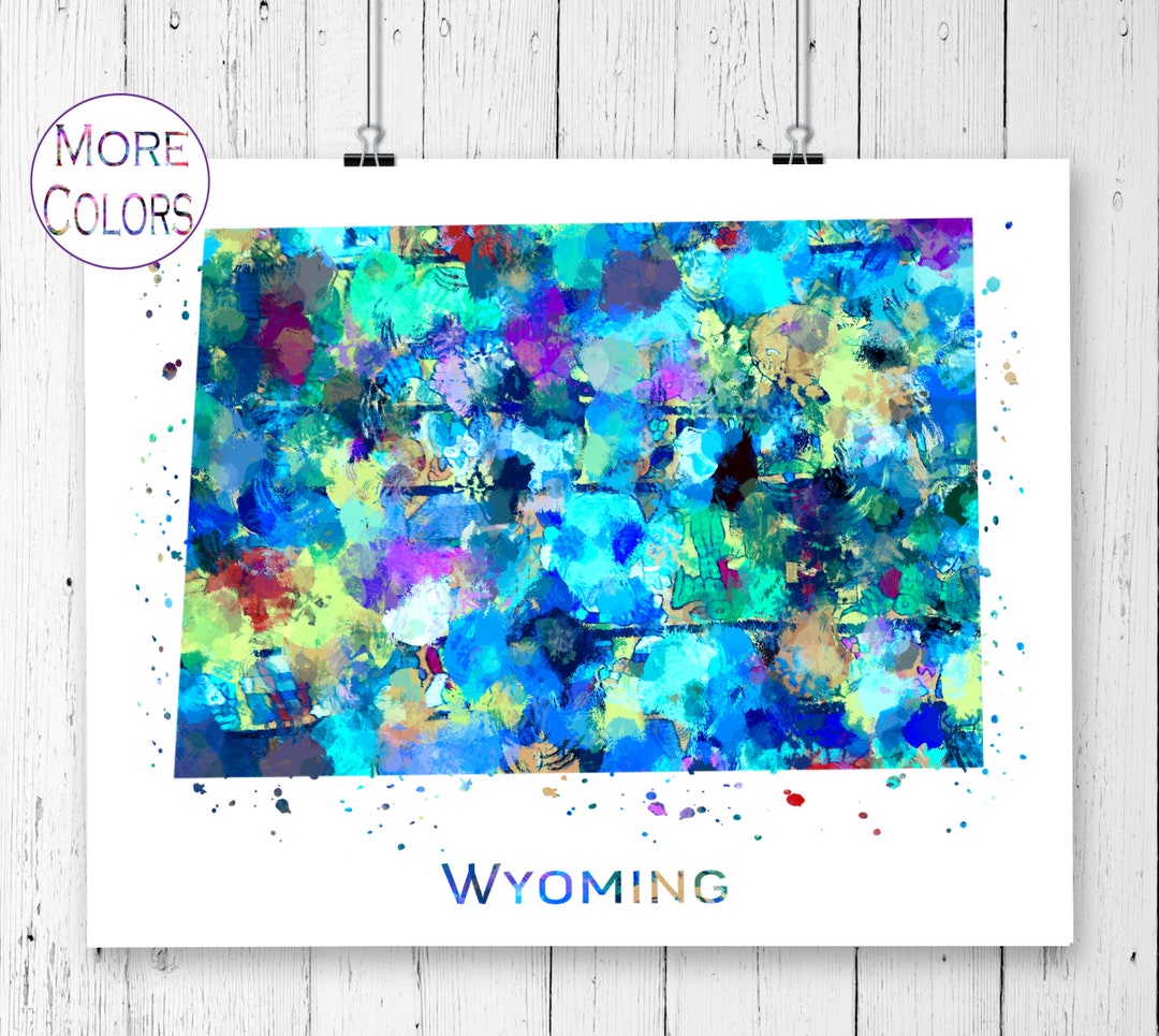Wyoming Map Art Print, Poster, Wall Art, Contemporary Art, Modern Wall ...