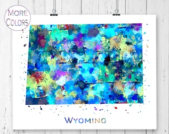 Wyoming Map Art Print,  Poster, Wall Art,  Contemporary Art, Modern Wall Décor (Unframed)