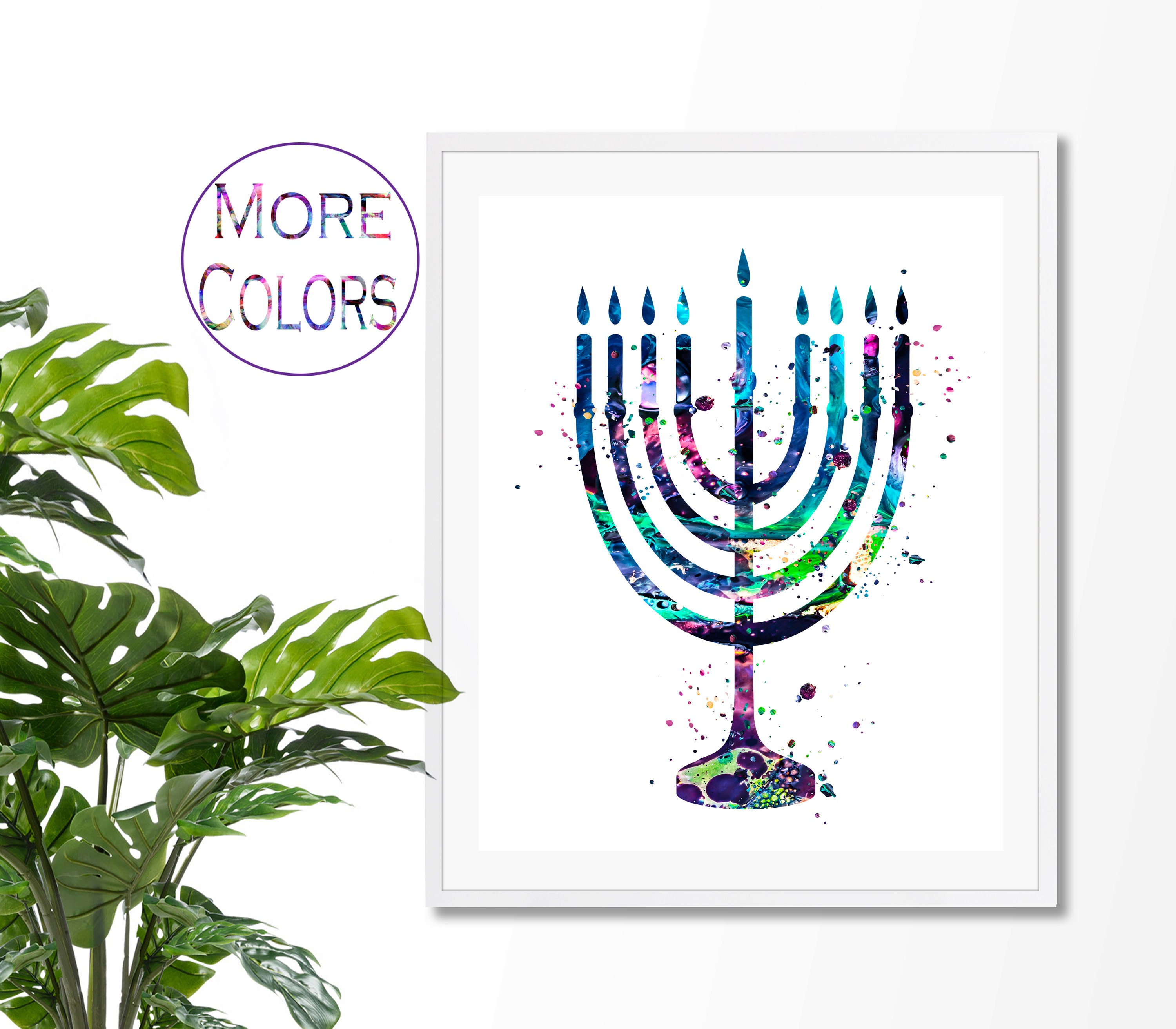 Menorah 1 Watercolor Art Print Hanukkah Artjewish Art Etsy UK
