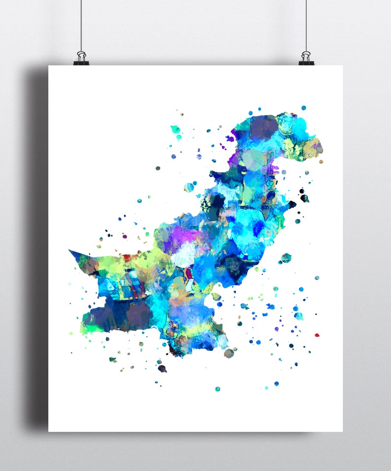 Pakistan Watercolor Map Art Print Poster Wall Art Etsy