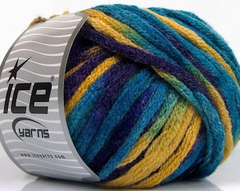 Value Pack - 4 Balls Lot - Ice Yarn -Paint Ball Turquoise Purple Gold Knitting Yarn - PB54386