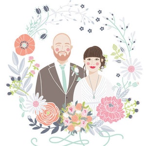 Custom Illustrated Couple Portrait imagem 1