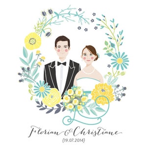 Custom Illustrated Couple Portrait imagem 4