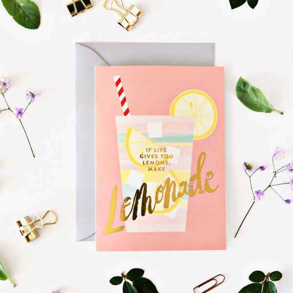 Lemonade Greeting Card with gold foil