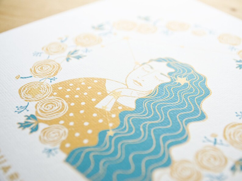 Aquarius Constellation Print with gold details image 2