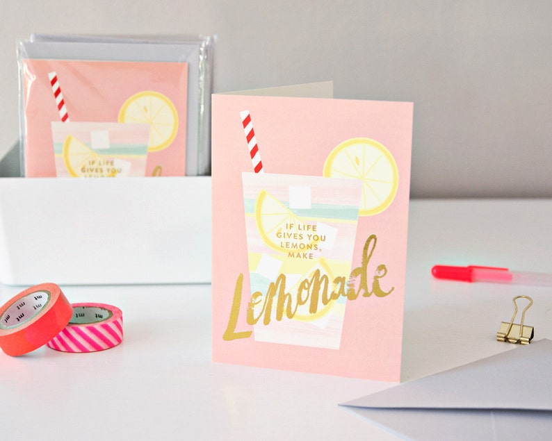Lemonade Greeting Card with gold foil image 2