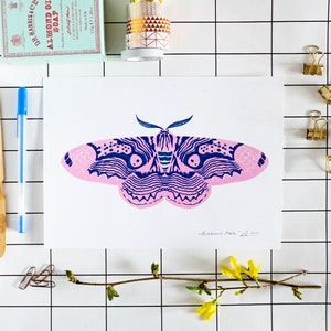 Set of 2 to 6 // Jewel Moth Series Screenprints matte / metallic image 2