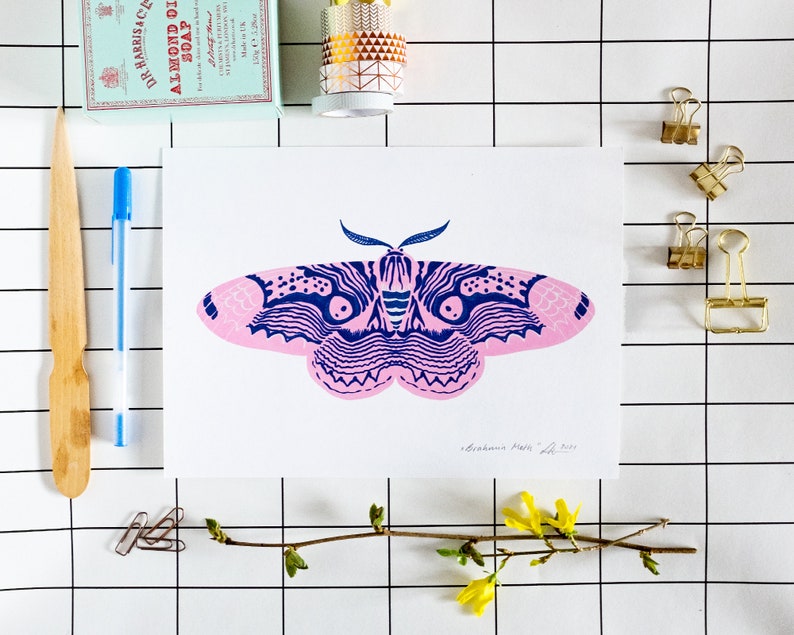 Set of 2 to 6 // Jewel Moth Series Screenprints matte / metallic image 2