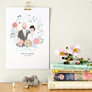 Custom Illustrated Couple Portrait imagem 2