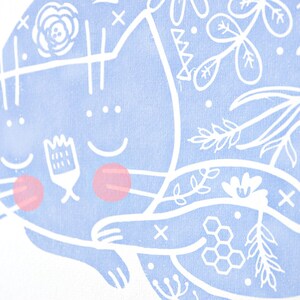 Sleepy Kitty screenprint blue/pink image 4