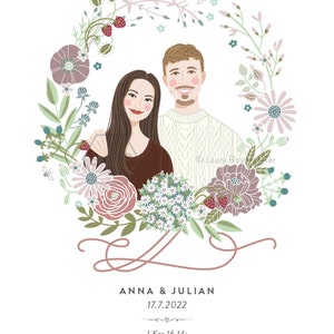 Custom Illustrated Couple Portrait imagem 6