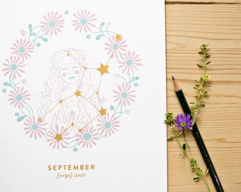 Virgo Constellation Print with gold details