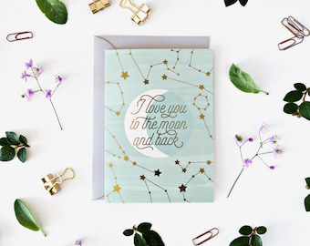 Moon Greeting Card with gold foil