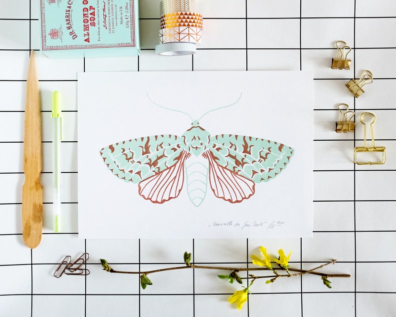 Set of 2 to 6 // Jewel Moth Series Screenprints matte / metallic image 5