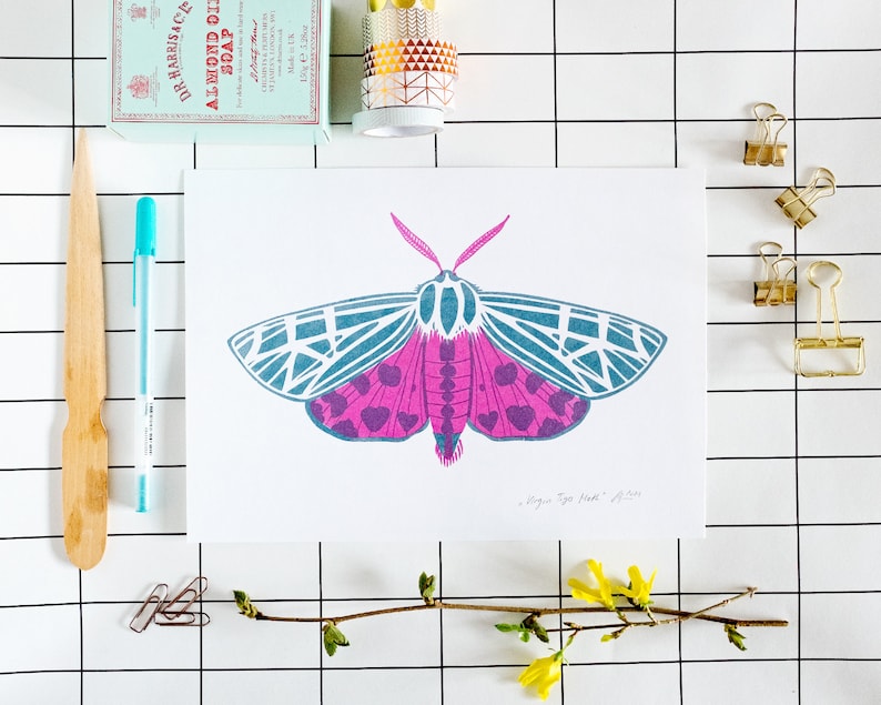 Set of 2 to 6 // Jewel Moth Series Screenprints matte / metallic image 7