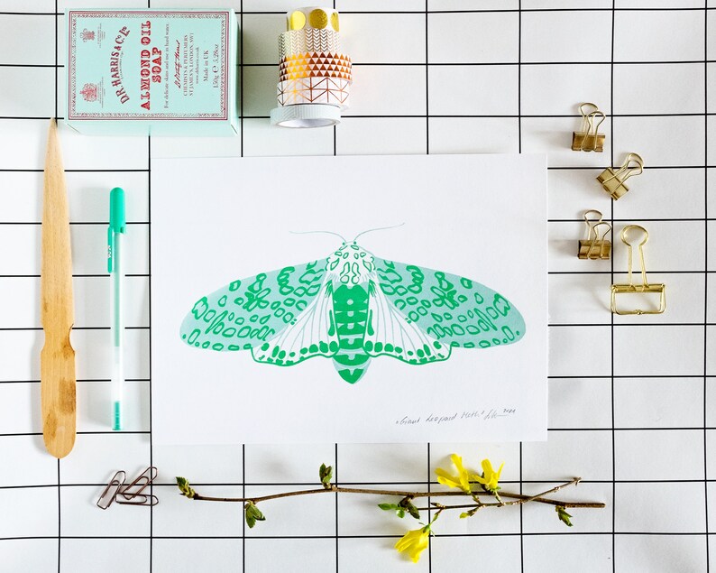 Set of 2 to 6 // Jewel Moth Series Screenprints matte / metallic image 4