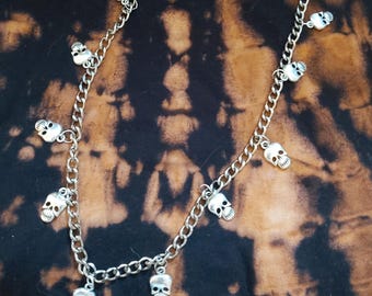 Handmade Silver Skull Charm Belt Chain: Gothic Punk Fashion