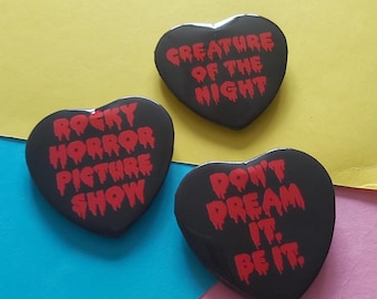 Rocky Horror Picture Show Heart Badge, Cult Classic Pin