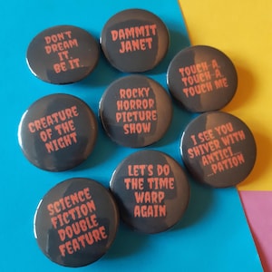 The Rocky Horror Picture Show Cult Classic Cinema Musical Movie Tim Curry Time Warp Frank-N-Furter Campy Queer 32mm Button Badge Pin