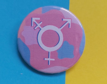 Trans Symbol Identity Rights Transgender Flag LGBTQ 32mm Button Badge Pin