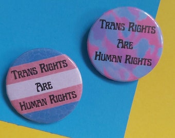 Trans Rights Are Human Rights Transgender Flag LGBTQ 32mm Button Badge Pin